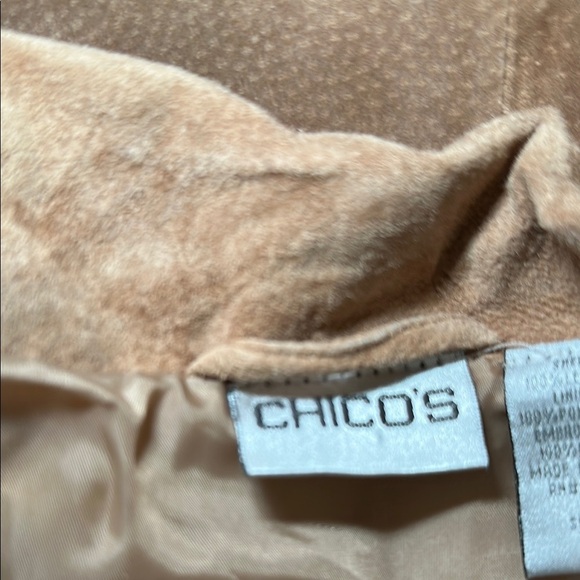 Chicos Embroidered Tan Leather Jacket M - Picture 7 of 8